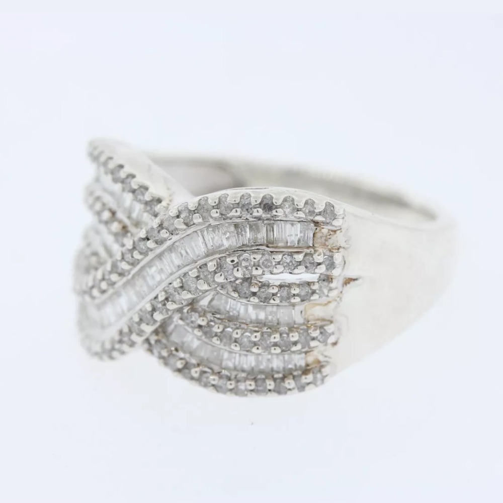 1.0 CT Natural Diamond Sterling Silver Ring sz9 - Picture 2 of 3